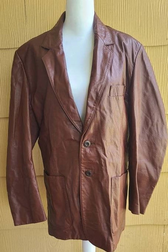 Mens 42 Genuine Leather Red/Burgundy Jacket