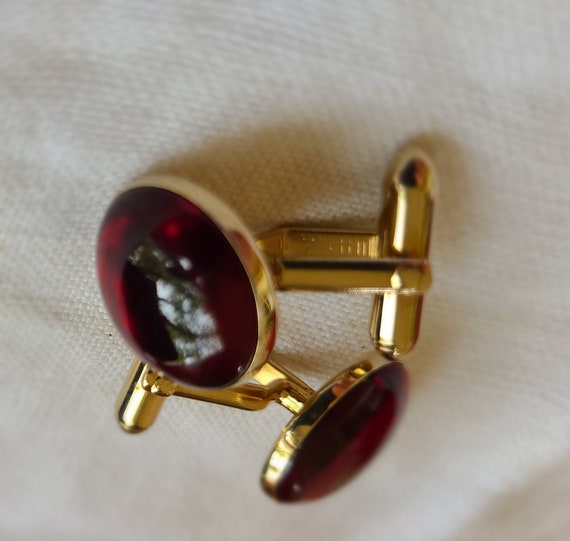 SWANK Cabachon Ruby Cuff links Classy - image 3