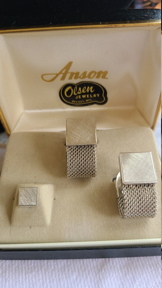 Vintage Anson Cuff Links & Tie Tack with Chain