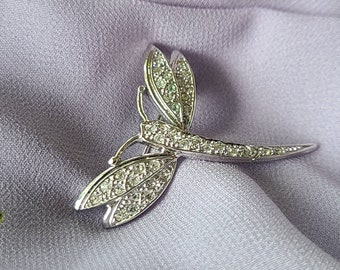 Dragonfly Brooch Silver Marcasite  Rhinestone