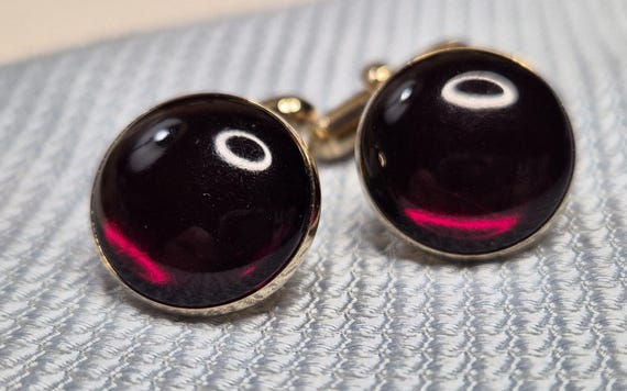 SWANK Cabochon Ruby Cuff links Classy Mid-Century - image 2