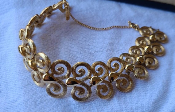 Ornate Vintage Monet Bracelet Gold tone Scroll - image 1