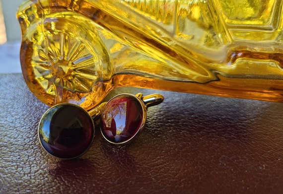 SWANK Cabachon Ruby Cuff links Classy - image 1