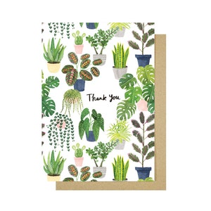 Plants Thank You Card - Illustrated Plants Greetings Card - Thanks Card - Indoor Plants Card - House Plants Card