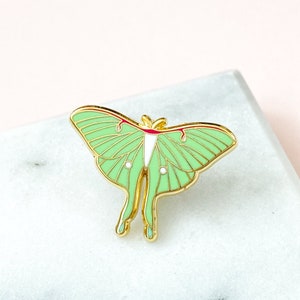 SECONDS Luna Moth Enamel Pin Gold Moth Pin Luna Moth Lapel Pin Insect Pin Moth Badge image 1