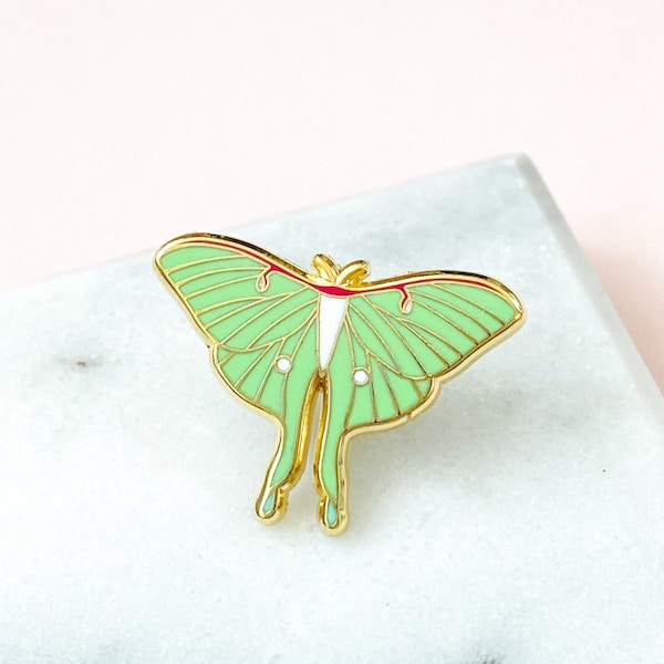 SECONDS Luna Moth Enamel Pin - Gold Moth Pin - Luna Moth Lapel Pin - Insect Pin - Moth Badge