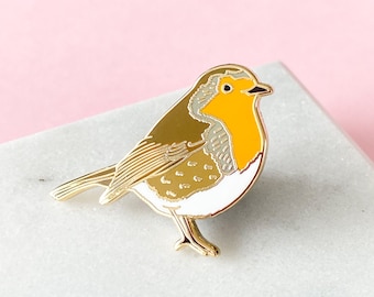 Robin Emaille Pin - Gold Robin Pin - Robin Anstecknadel - britische Natur Pin - harte Emaille Robin Pin - Vogel Emaille Pin