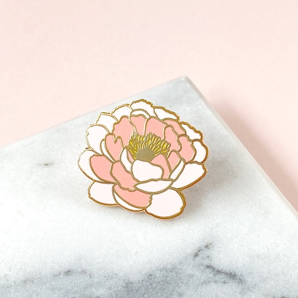 Peony Enamel Pin - Peonies Pin - Flower Enamel Pin - Floral Pin - Peony Pin