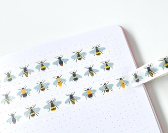 British Bees Washi Tape - Bumblebee Washi Tape - Bee Paper Tape - Bumblebee Tape - Save the Bees Washi Tape - Bee Tape