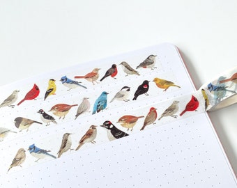 North American Birds Washi Tape - US Birds Washi Tape - American Birds Paper Tape - Birds Scrapbook Tape - Bullet Journal Tape