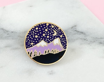 Mountain Enamel Pin - Mountain Lapel Pin - Travel Pin - Hard Enamel Pin - Backpack Pin - Explore Pin - Travel Gift - Gold Enamel Pin