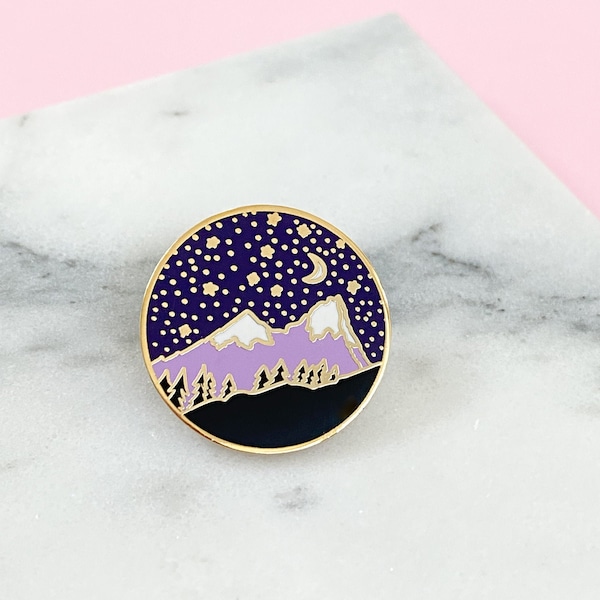 Mountain Enamel Pin - Mountain Lapel Pin - Travel Pin - Hard Enamel Pin - Backpack Pin - Explore Pin - Travel Gift - Gold Enamel Pin