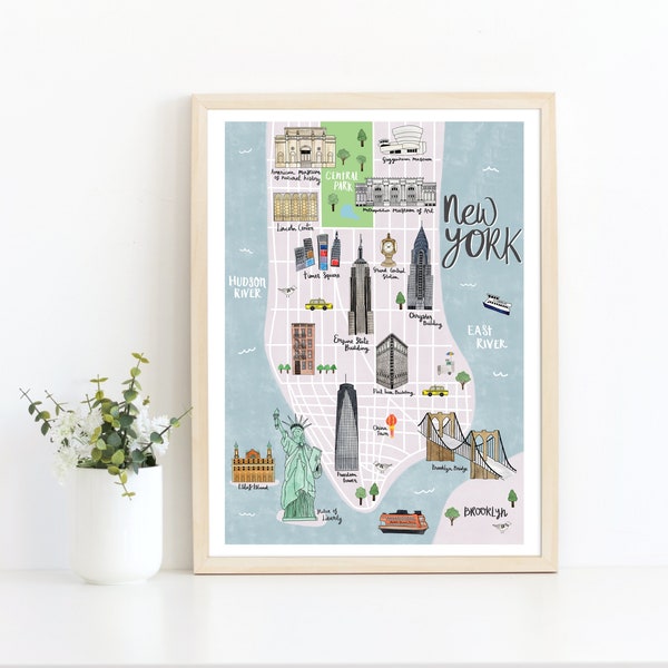 New York Map - New York Map Poster - Illustrated Map of New York - NYC Map Poster - New York City Map