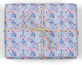 Forget Me Not Wrapping Paper - Floral Gift Wrap - Flower Gift Wrap - Nature Gift Wrap - Recyclable Wrapping Paper