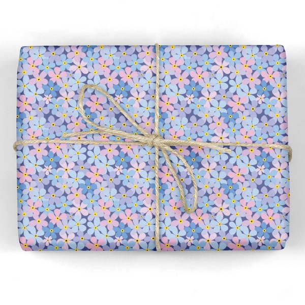 Forget Me Not Wrapping Paper - Floral Gift Wrap - Flower Gift Wrap - Nature Gift Wrap - Recyclable Wrapping Paper