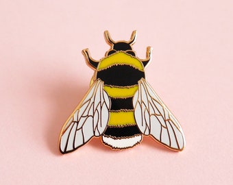 Bee Enamel Pin - Bee Lapel Pin - Rose Gold Bee Pin - Hard Enamel Pin - Bee Brooch - Enamel Pin - Save the Bees Pin - Bee Jewellery