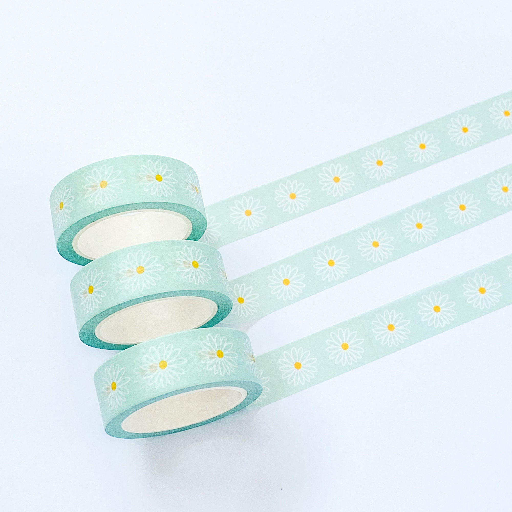 Daisy Washi Tape Aqua Daisies Washi Tape Floral Washi Tape Etsy UK