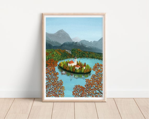 Lake Bled, Slovenia Print - Lake Bled Art Print - Slovenia Print - Glacial Lake Print - Lake Bled Print - Europe Travel Print