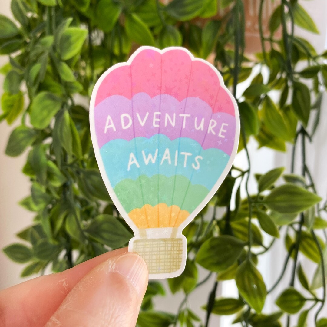 Adventure Awaits Vinyl Sticker - Hot Air Balloon Vinyl Sticker - Etsy