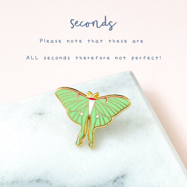 SECONDS Luna Moth Enamel Pin Gold Moth Pin Luna Moth Lapel Pin Insect Pin Moth Badge image 2