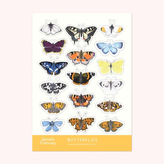British Butterfly Stickers - Illustrated Stickers - Planner Stickers - Bullet Journal Stickers - Sticker Sheet - BuJo Stickers