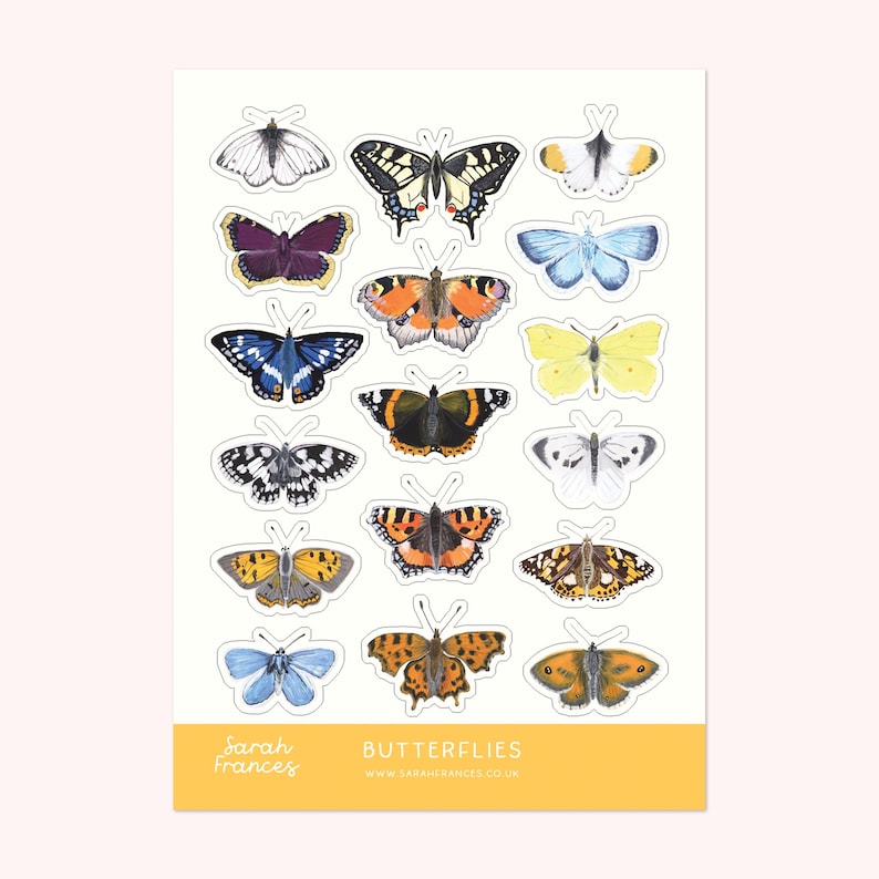 British Butterfly Stickers - Illustrated Stickers - Planner Stickers - Bullet Journal Stickers - Sticker Sheet - BuJo Stickers image 1