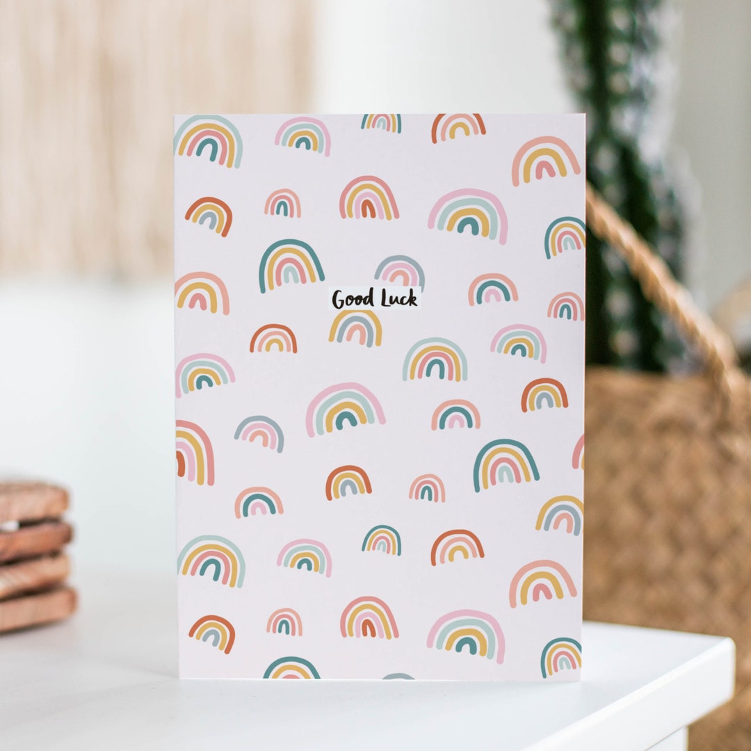 Good Luck Rainbows Card Good Luck Greetings Card Rainbow Etsy UK