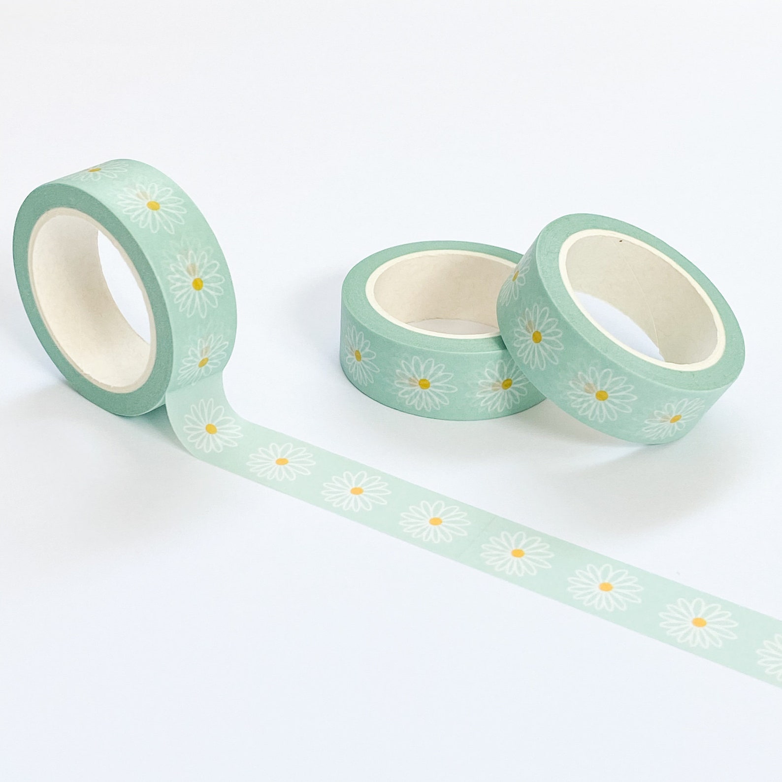 Daisy Washi Tape Aqua Daisies Washi Tape Floral Washi Tape Etsy UK