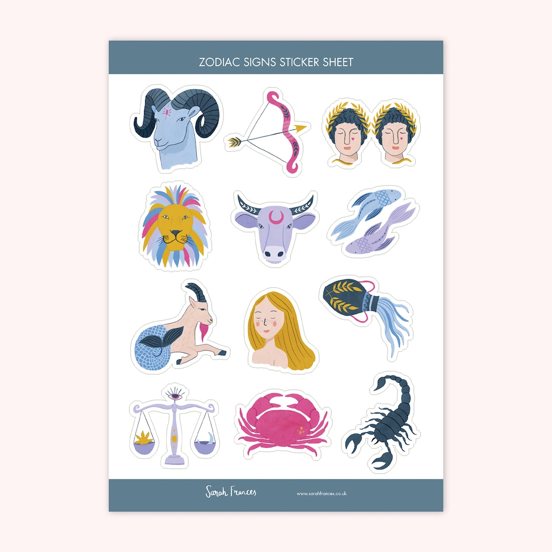 Zodiac Signs Stickers Illustrated Zodiac Stickers Constellation
