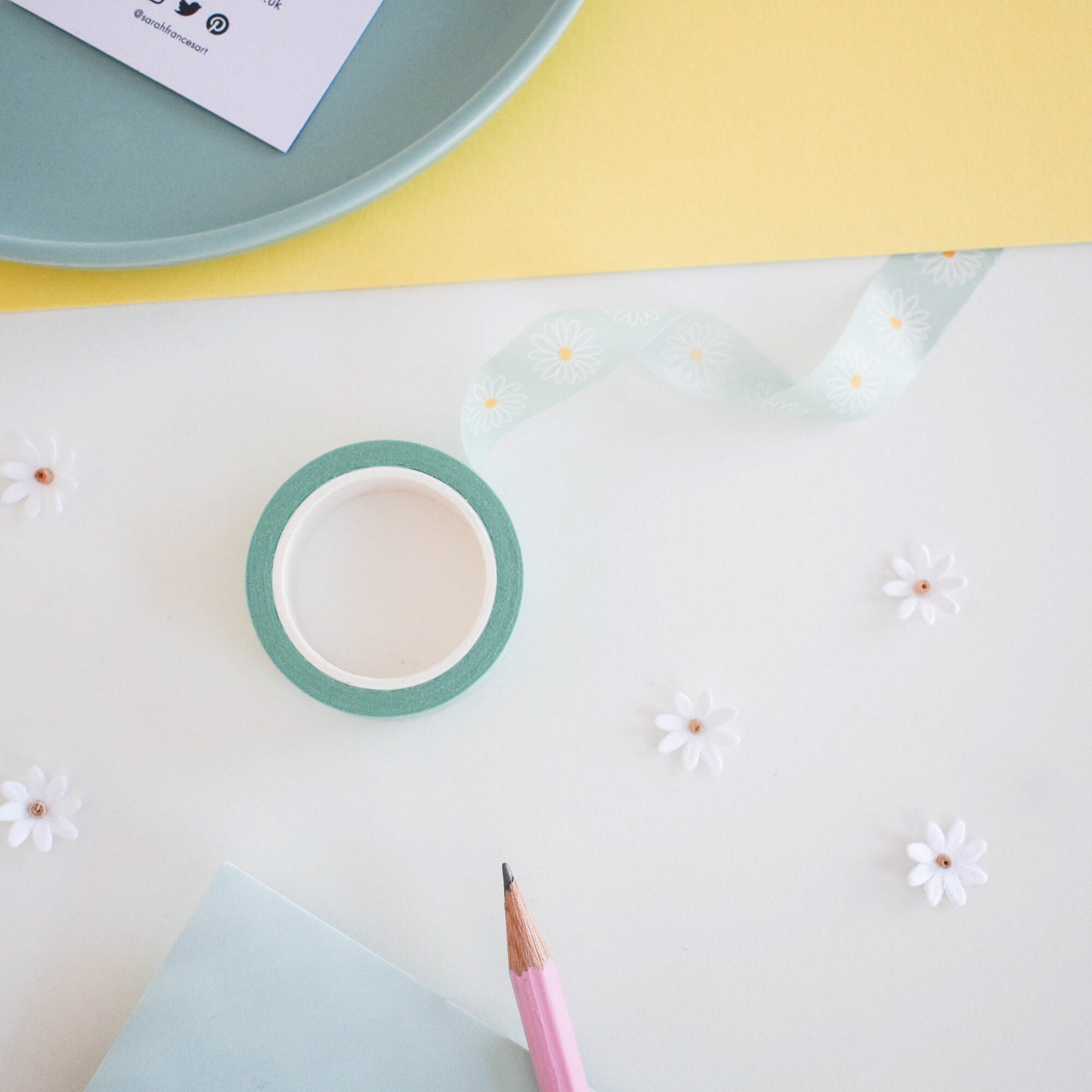 Daisy Washi Tape Aqua Daisies Washi Tape Floral Washi Tape Etsy UK