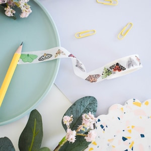 British Moths Washi Tape Bullet Journal Tape Eco Friendly Tape Insect Washi Tape Moth Paper Tape Masking Tape image 2