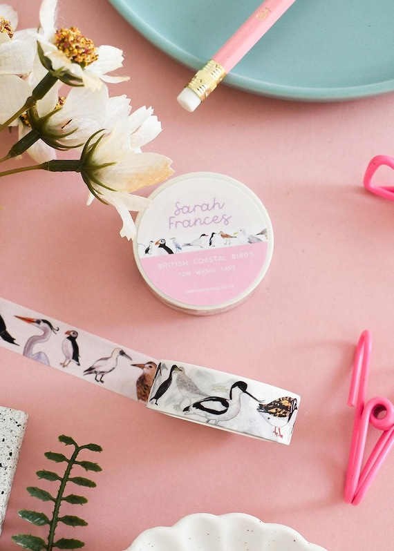 British Coastal Birds Washi Tape - Sea Birds Washi Tape - Eco Friendly Tape - Bird Washi Tape - Paper Tape - British Nature Washi Tape