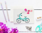 SALE - HALF PRICE - Bike & Ballons - Postcard
