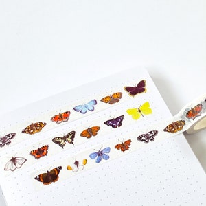 British Butterflies Washi Tape - Butterfly Washi Tape - Butterfly Paper Tape - Butterfly Bullet Journal Tape - Butterflies Tape