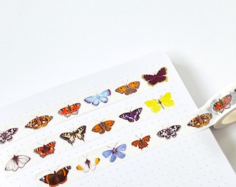 British Butterflies Washi Tape - Butterfly Washi Tape - Butterfly Paper Tape - Butterfly Bullet Journal Tape - Butterflies Tape