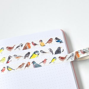 British Birds Washi Tape - British Garden Birds Tape - Bird Paper Tape - British Birds Paper Tape - Eco friendly Tape - Scrapbook Tape