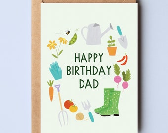 Carte de voeux de joyeux anniversaire papa - carte de papa jardinage - carte d'anniversaire de père