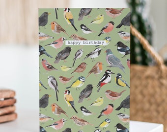 Happy Birthday Bird Card - Nature Birthday Card - Bird Birthday Greetings Card - Blank Birthday Card - British Birds Card - Garden Birds