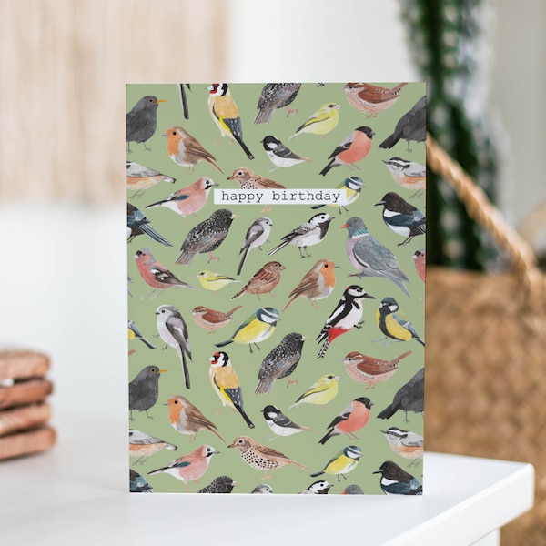 Happy Birthday Bird Card - Nature Birthday Card - Bird Birthday Greetings Card - Blank Birthday Card - British Birds Card - Garden Birds