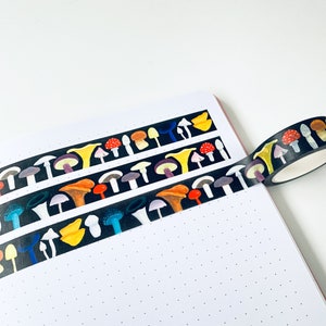 British Mushrooms Washi Tape - Bullet Journal Tape - Fungi Washi Tape - Mushroom Washi Tape - Paddenstoelpapier tape - Afplakband