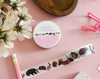 British Mammals Washi Tape - Woodland Animals Washi Tape - British Animals Washi Tape - Paper Tape - Eco Friendly Tape - Animal Tape