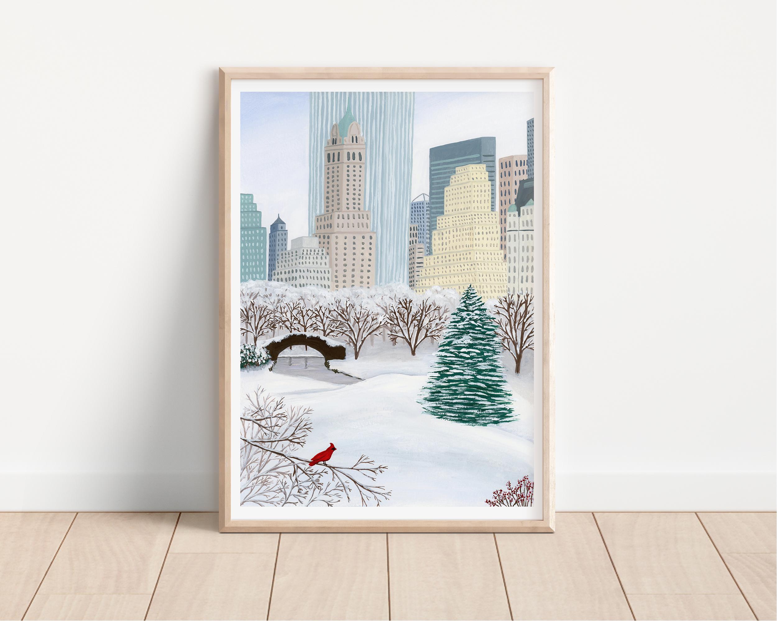 Christmas in New York Print - New York Art Print - Central Park Print - New York City Print - New York Christmas Print