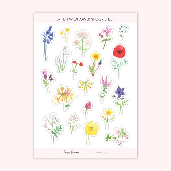 British Wildflower Sticker Sheet - Illustrated Stickers - Planner Stickers - Bullet Journal Stickers - British Nature Sticker Sheet