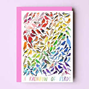 Une carte arc-en-ciel d'oiseaux - une carte d'oiseaux arc-en-ciel - une carte d'illustrations d'oiseaux