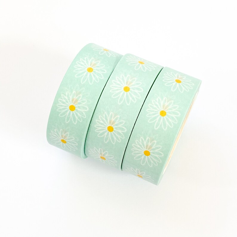 Daisy Washi Tape Aqua Daisies Washi Tape Floral Washi Tape Etsy