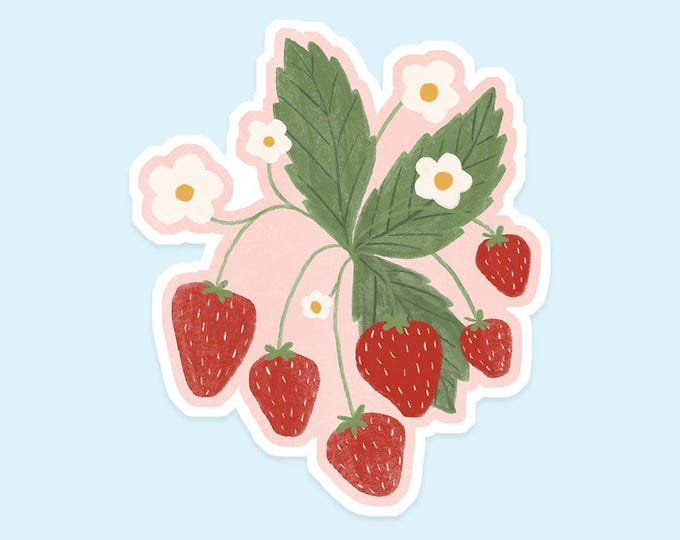 Strawberries Vinyl Sticker - Strawberry Vinyl Sticker - Fruit Decal ...