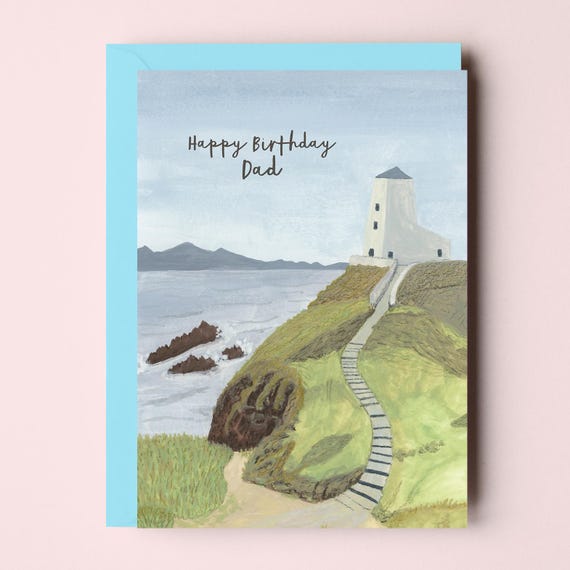 Happy Birthday Dad Greetings Card - Lighthouse Dad Card - Father Birthday Card - Coastal Birthday Card