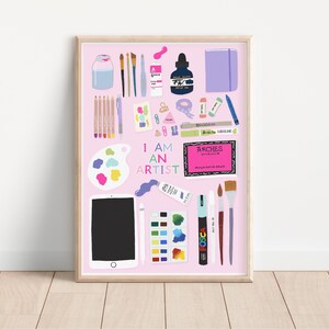 I Am An Artist Print - Art Supplies Art Print - Artist Gift - Briefpapierbenodigdheden Print - Proud to be an Artist Print - Artiestenposter