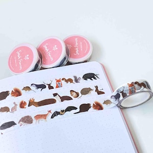 Washi-tape Britse zoogdieren - Washi-tape bosdieren - Washi-tape Britse dieren - papiertape - milieuvriendelijke tape - dierentape