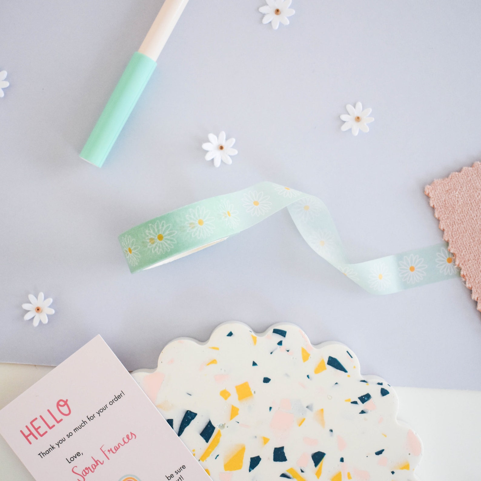 Daisy Washi Tape Aqua Daisies Washi Tape Floral Washi Tape Etsy UK